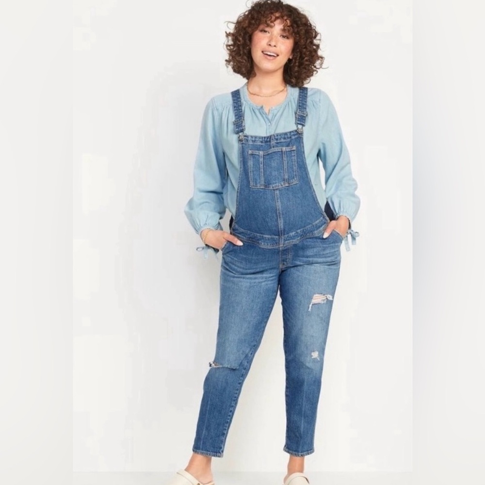 NWT Old Navy Maternity Side-Panel O.G. Straight Jean Overalls Size 10 Long